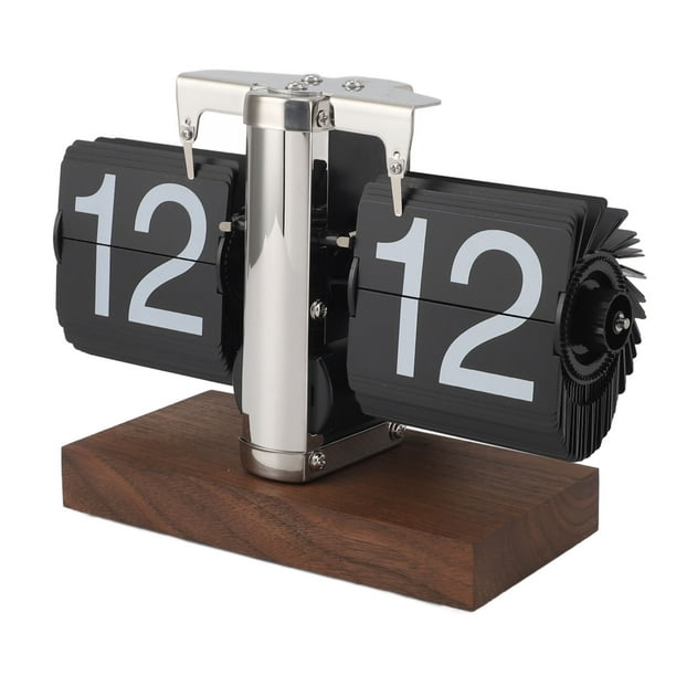 Reloj Mecánico Con Tapa, Base De Madera, Reloj De Escritorio Con Tapa, Acero Inoxidable, Con Pilas Para Oficina