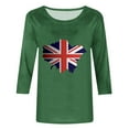 thumbnail image 4 of WREESH Womens Great Britain Uk Flag T-Shirts Casual 3/4 Sleeve T-Shirts Round Neck Cute Tunic Tops Basic Graphic Tees Blouses Loose Fit Pullover Olive Green, 4 of 5