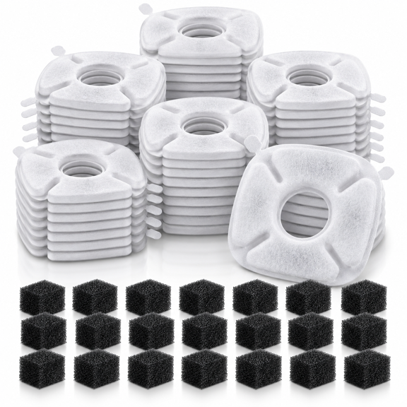 40 Pack Cat Water Fountain Filters Replacement,Compatible with VEKEN® for 67 oz/2L,85 oz/2.5L,95 oz/2.5L,135 oz/4L Automatic Pet Fountain (20Replacement Filters 20 Pre-Filter Sponges)