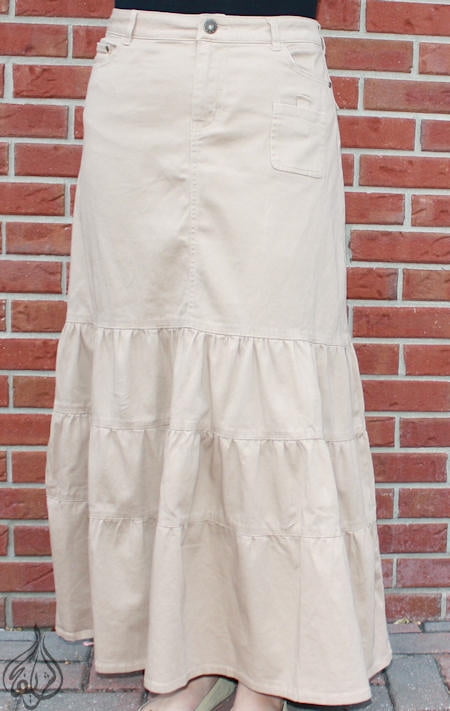 beige denim skirt