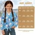 thumbnail image 7 of Xixirimido Daisy Blue Tie-dye Printed Girls Casual T-Shirt Crew Neck Tunic Tops Long Sleeve Loose Fit Soft Blouse Tie-hem Tees for Fall Winter, Size 9-10, 7 of 7