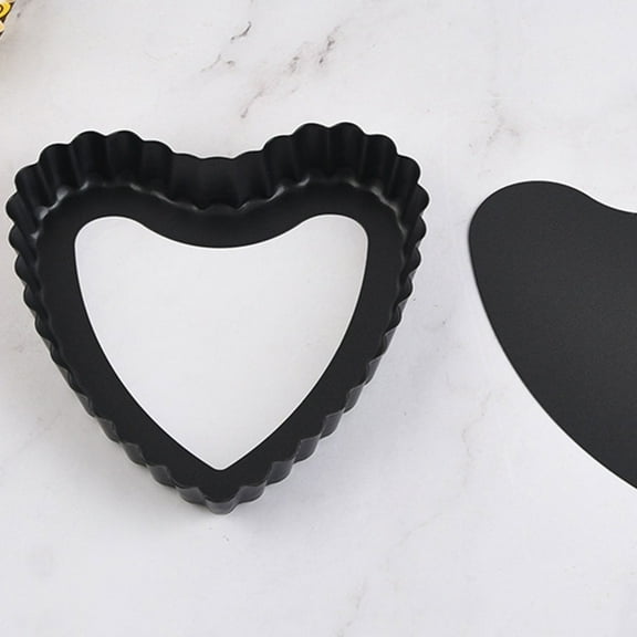 Minkissy Non Stick Heart Shaped Mini Tart Pan Set With Removable Bottom For Baking Quiche Egg Tarts Cupcakes Cookies And Desserts 2pcs