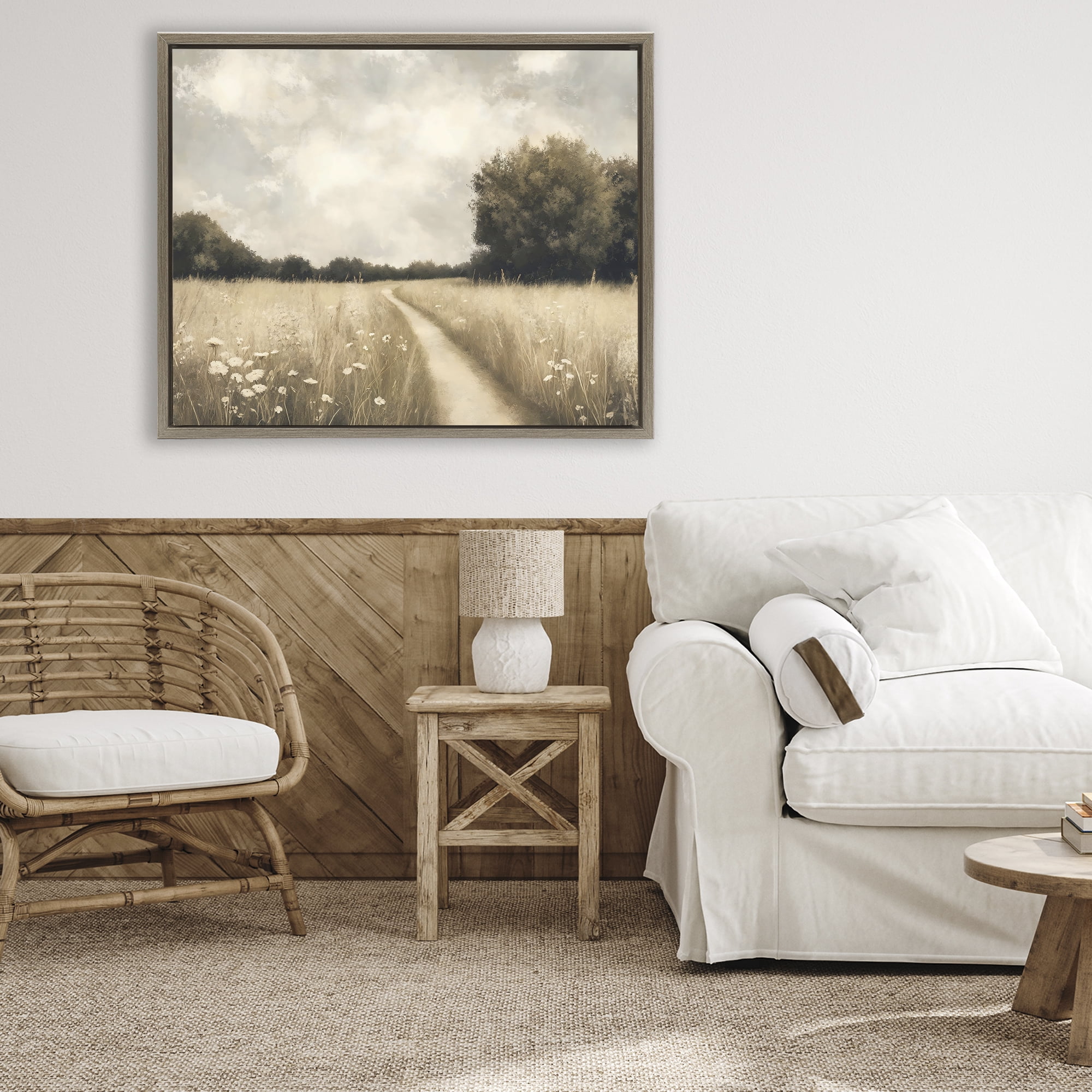 Stupell Industries Journey Through Wildflowers in Meadow Brown Framed Floater Canvas Wall Art, design by Creative Studio