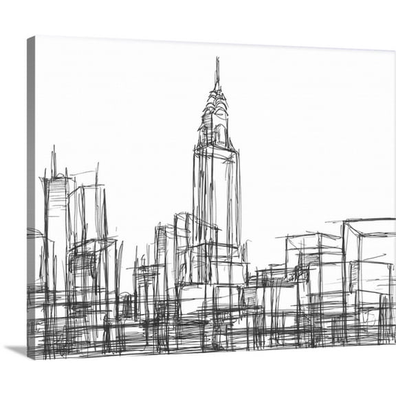 Great BIG Canvas Ethan Harper Premium Thick-Wrap Canvas entitled Wire Frame Cityscape II