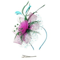 Fancy Hats, Audhol Hat for Women Wedding Flower Cocktail Mesh Feathers Hair Clip Tea Party Headband High Tea Hats for Women Hot Pink One Size