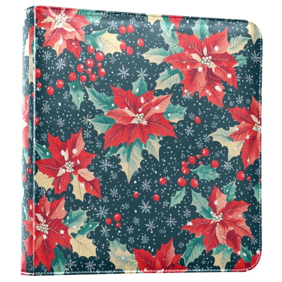 FORMRS 3 Ring Photo Album 4"x6" Self Adhesive Large Capacity PU Leather Cover, Christmas Themed Leaves