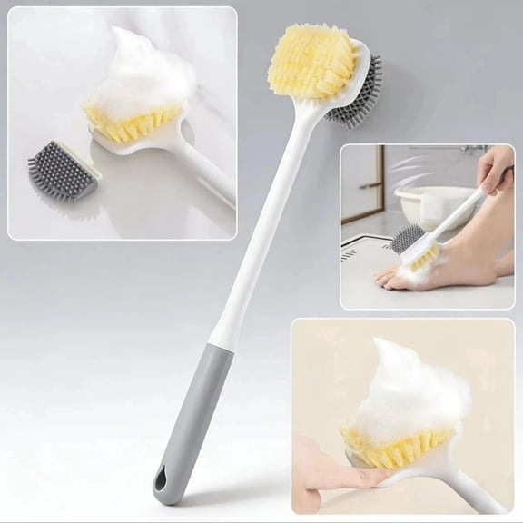 Foot Scrubber with Long Handle Dual Sided Shower Brush for Exfoliating Skin Gentle Cleaning Firm Bristles Essential Tool for Seniors Adults for Daily Bath Routine