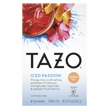 TAZO Iced Passion Herbal Pitcher Tea Bags, 6 Count