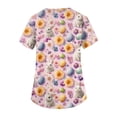 thumbnail image 5 of Fabrcox S-5XL Bunny Egg Hunt Print Holiday Scrubs Top for Women V Neck Short Sleeve Easter Working Uniform with Pocket, 5 of 5