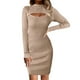 thumbnail image 2 of Vestidos Para Mujer Vestidos de Otoño Casual Sólido Adelgazante Tejido Ahuecado Manga Larga Vestido de Cuello Redondo Odeerbi  ODB174626, 2 of 8