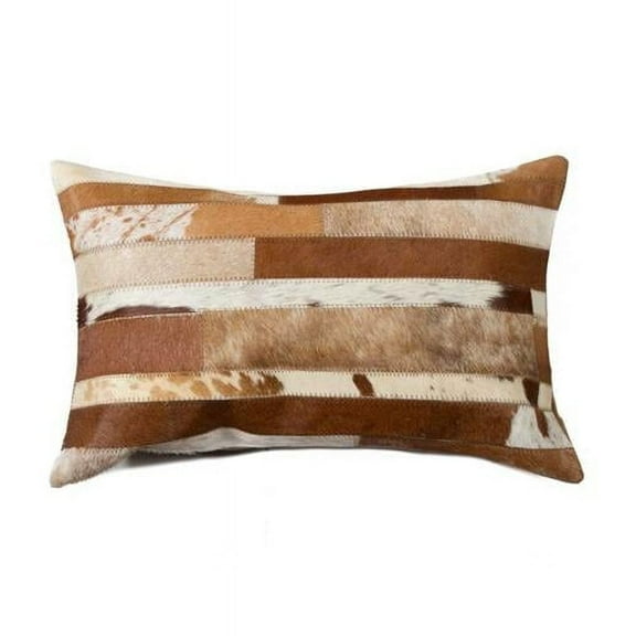 12 x 20 in. Cowhide Pillow - Brown & White