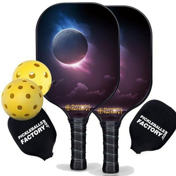 Pickleball Factory PB00014-3-G Pickleball Set - The Moon Pickleball Rackets Near Me, Best Type of Pickleball Paddle, Glassfiber Graphite