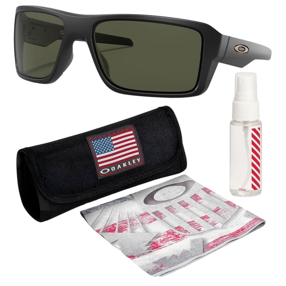 Oakley OO9380 Double Edge Rectangle Shaped Non-Polarized Sunglasses for Men - Includes Official Eyewear Kit - Matte Black Frame with Dark Grey Lens