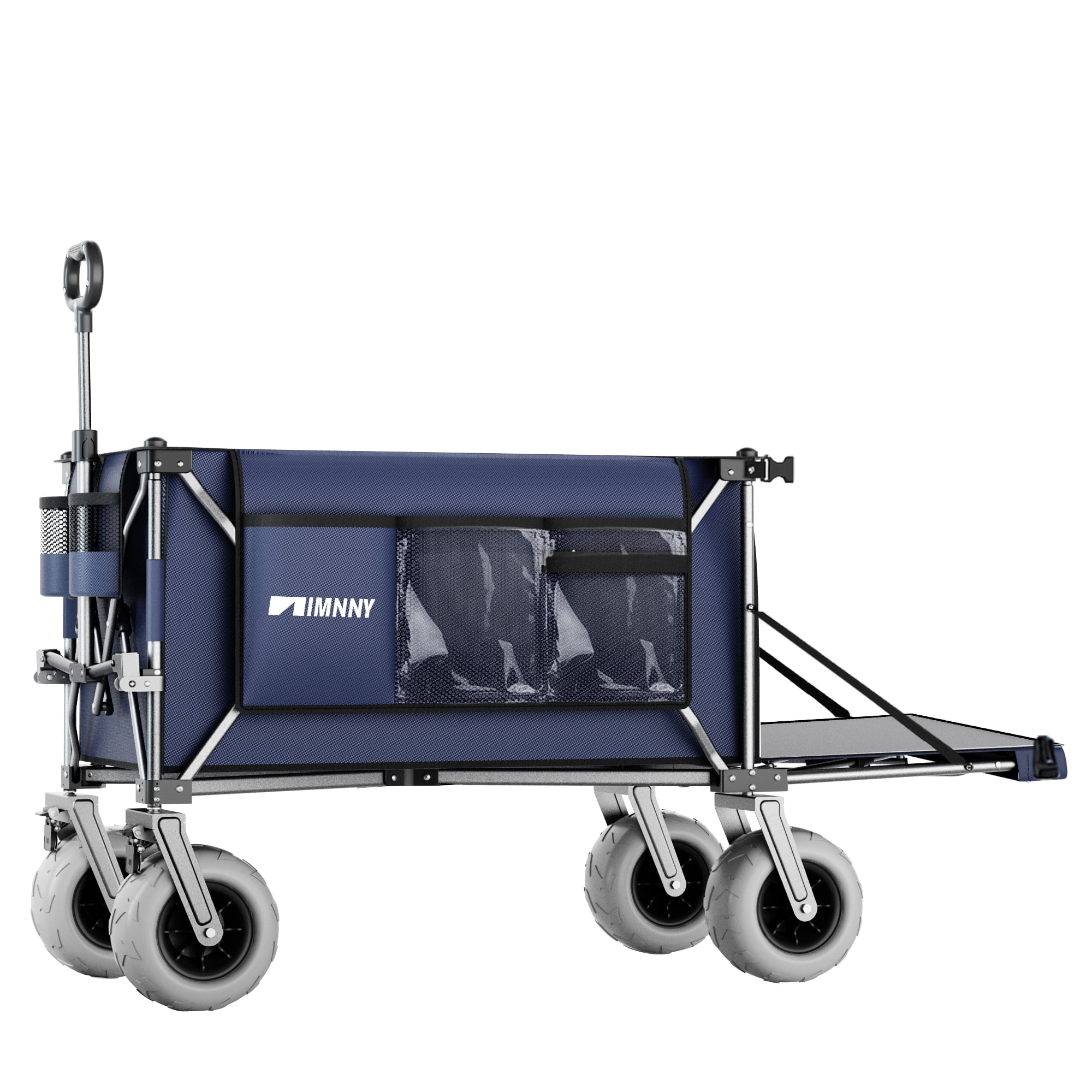 Beach Wagon with 9x4 PU Wheels 500 lbs Capacity Expandable Tailgate 300L Storage Sand Cart