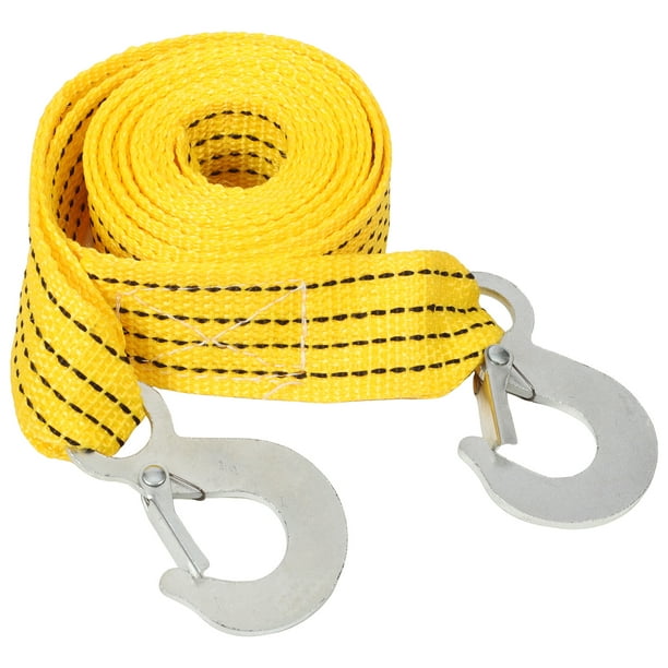 Cuerda de remolque para coche de una tonelada, práctica y duradera, kit para exteriores, cuerda de remolque de nailon de doble espesor (amarilla, gancho de águila)