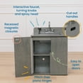thumbnail image 4 of ECR4Kids Wooden Pretend Play Kitchen Sink for Kids, Montessori Playset, Grey Wash, 4 of 9