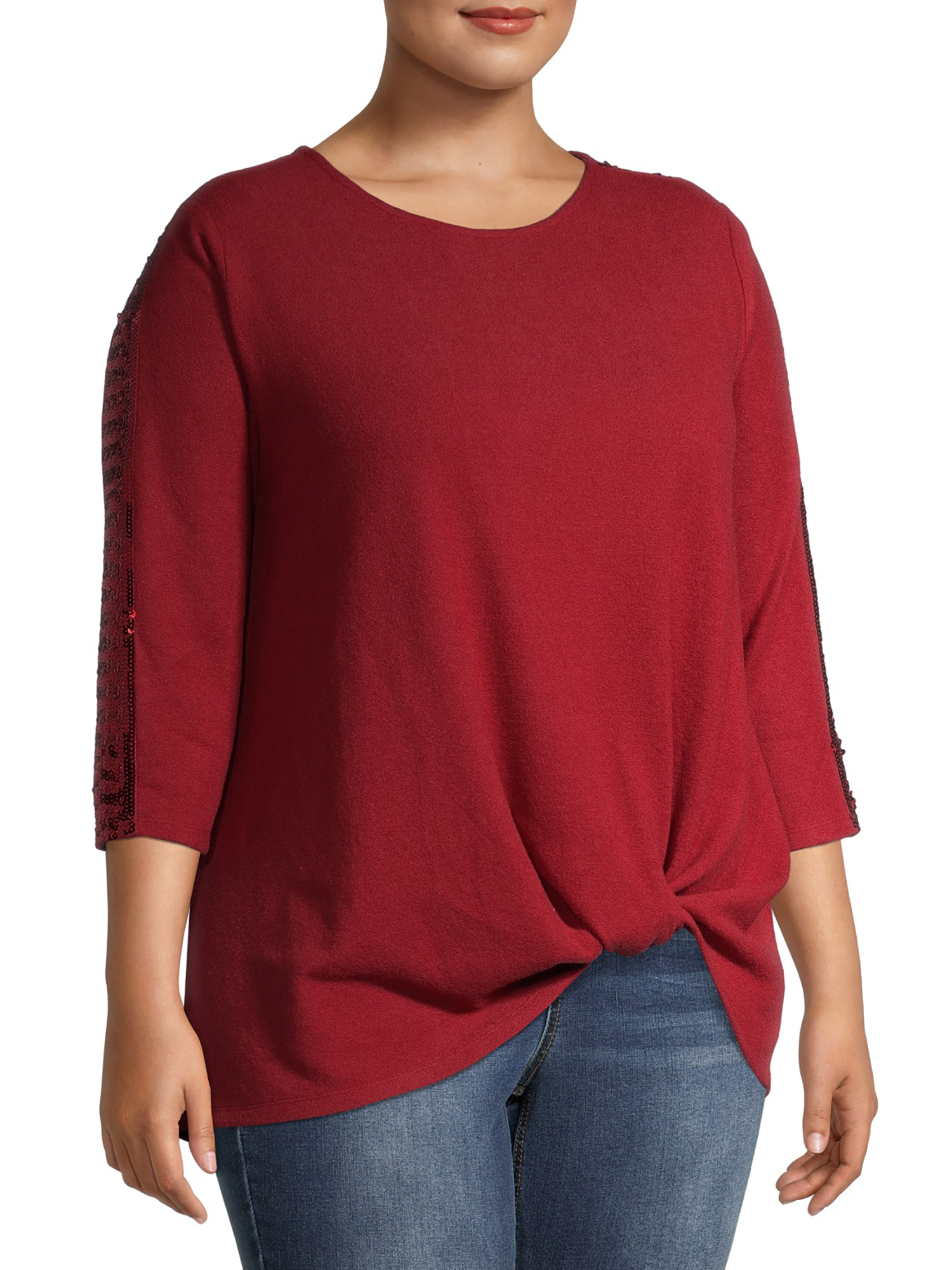 plus size sequin front jeans