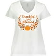 thumbnail image 3 of Inktastic Thankful and Blessed Pumpkin and Fall Leaves Women's Plus Size V-Neck T-Shirt, 3 of 5