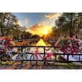 thumbnail image 2 of wall26 - Beautiful Sunrise Over Amsterdam, The Netherlands, with Flowers and Bicycles on The Bridge in Spring - Removable Wall Mural | Self-Adhesive Large Wallpaper - 66x96 inches, 2 of 5