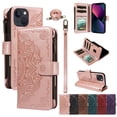 thumbnail image 1 of For iPhone 14 Plus Wallet Case, 9 Card Slots RFID Blocking Crossbody Leather Cover, Zipper Pocket, Detachable Wrist & Shoulder Strap, Magnetic Shockproof Protective Phone Case for Women,Pink, 1 of 11