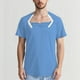 thumbnail image 1 of Blusas y camisas de manga corta y cuello redondo para hombre, de color liso, para recuperación posoperatoria, extraíbles, de manga corta, con botones laterales totalmente abiertos, adaptables, de poli, 1 of 5