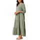 thumbnail image 4 of Vestido Maxi Casual de Mujer Inspire Chic con Mangas 3/4, Cuello en V, Corte Suelto, con Bolsillos, Talla XL, Verde Ejército, 4 of 6