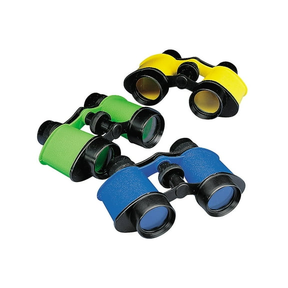 Fun Express Binoculars - 4.5" Colorful Toy Party Favors for Kids - Perfect for Outdoor Adventures Birthday Parties Events and Fun Activities - Great for Kids’ Exploration and Entertainment - 12 Piece