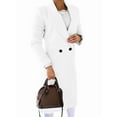 thumbnail image 3 of Women Long Wool Coats for Fall Winter Trench Coat Peacoat Double Breasted Blazer Jackets Overcoat White L, 3 of 7
