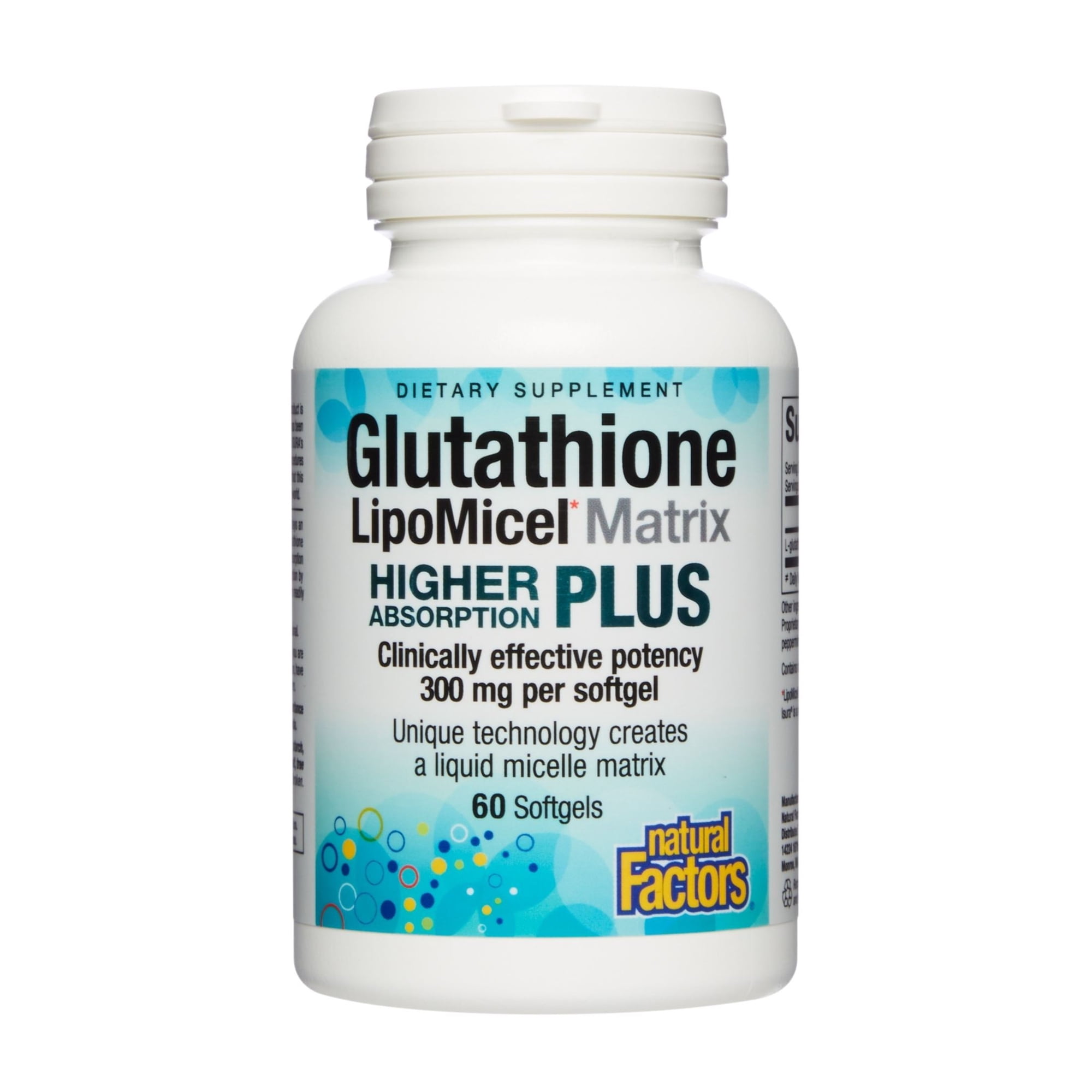 Natural Factors Glutathione LipoMicel Matrix, 300 mg, Offers Higher Absorption & Powerful Antioxidant Support, 60 Softgels