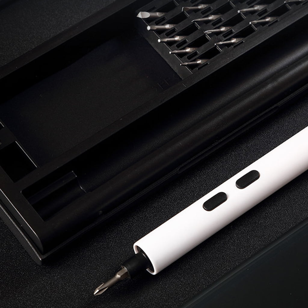Portable Cordless Electric Screwdriver With Built-In Light and 20 Bits for Tasks