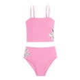 thumbnail image 4 of Xijirk Girls Swimsuit,Girls Two Piece Swimwear Cute Solid Tankini Set with Side Flower Design Strappy Top and Comfortable Brief Bottoms for Beach or Pool,Kids Swimsuits,Z01 Pink,13-14 Years, 4 of 6