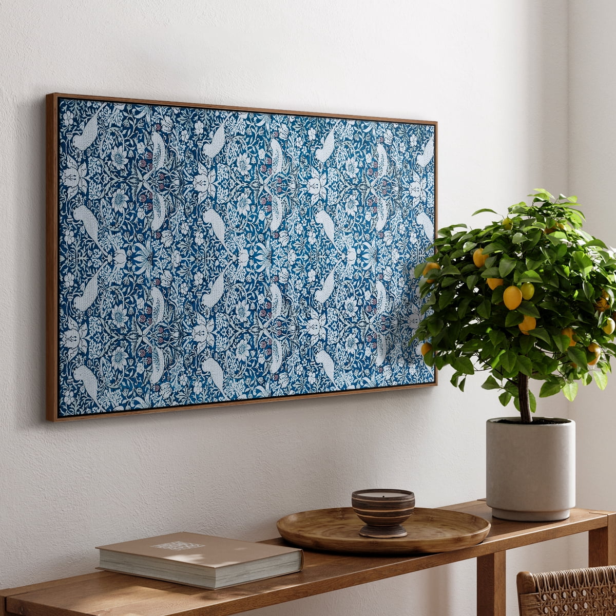 Vintage Abstract Print-LIX Framed in Walnut Wood Gallery Wrapped Canvas 27 in. x 41 in.