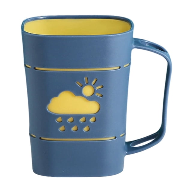Bathroom Mouthwash Cup Cute Couple Toothbrush Cup Rain Pattern Handle Plastic Toothbrush Cup