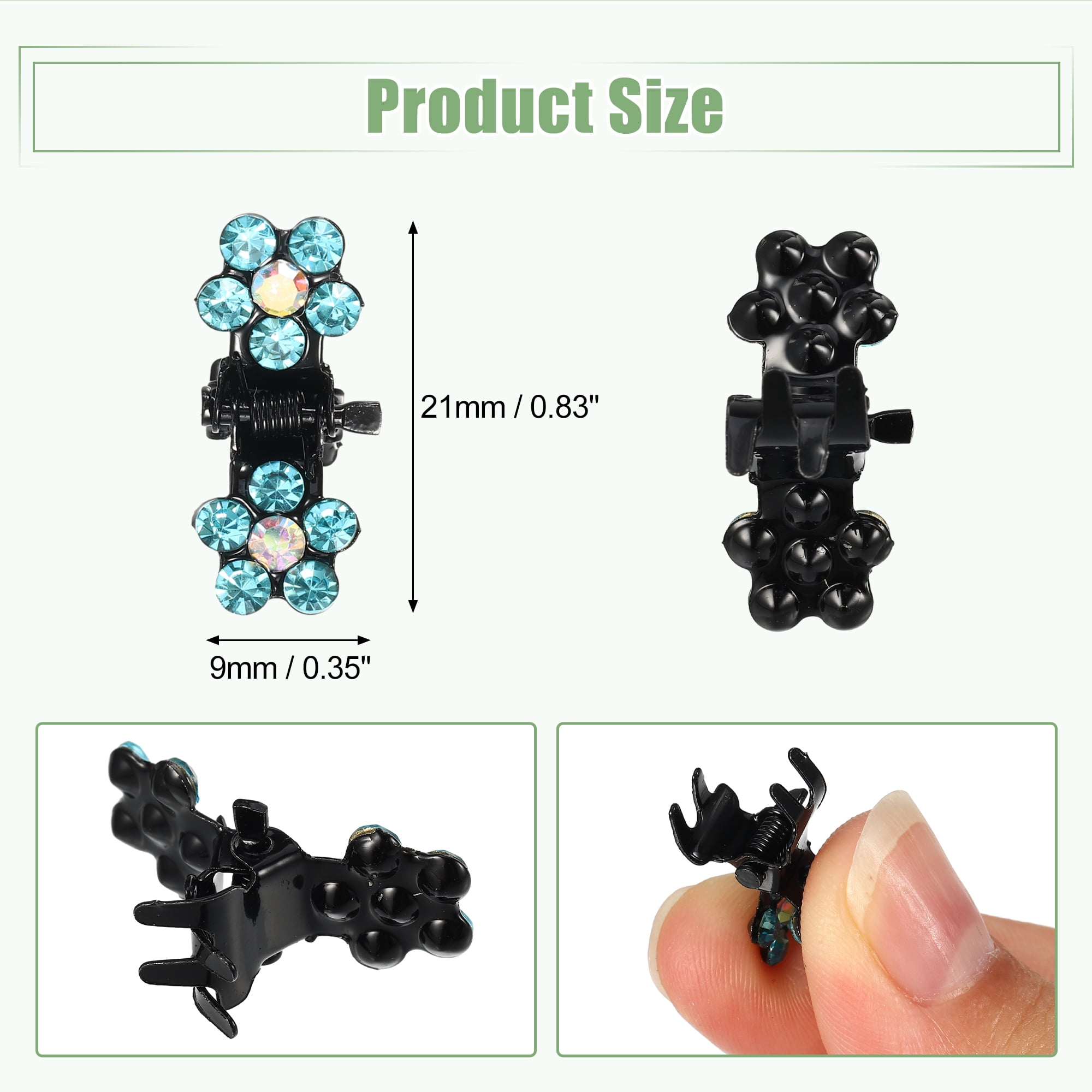 Unique Bargains 12Pcs Mini Hair Claw Clip Small Rhinestone Clips Blue