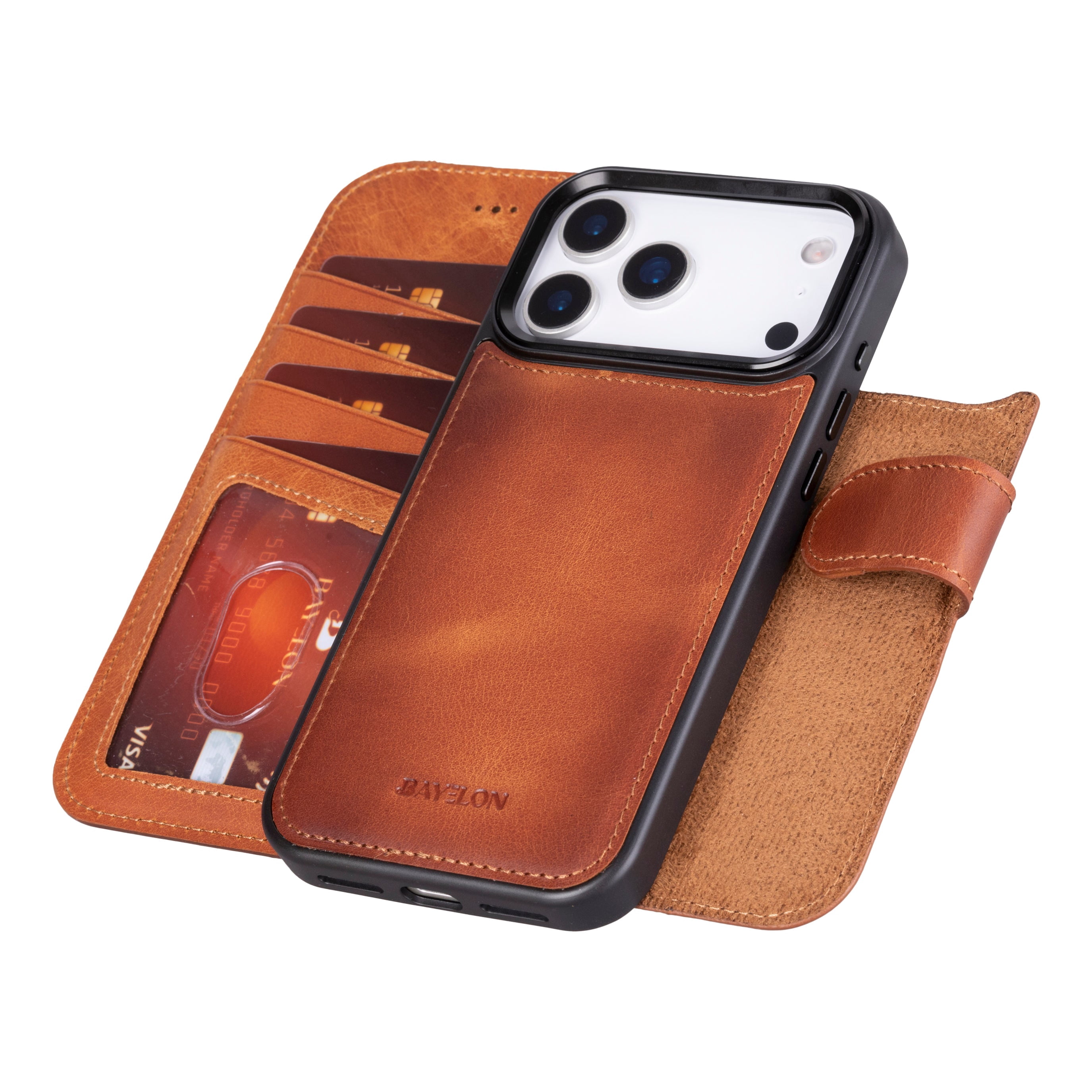 iPhone 17 Pro Detachable Leather Wallet Case - RFID, MagSafe Compatible