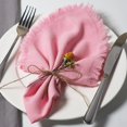 thumbnail image 1 of Lunfar 45 x 45 cm Pink Handmade Cloth Napkins, Cotton Linen Cloth Napkins with Fringe, Versatile Handmade Square Rustic Fringe Napkins for Dinner, Wedding and Parties, 1 of 4