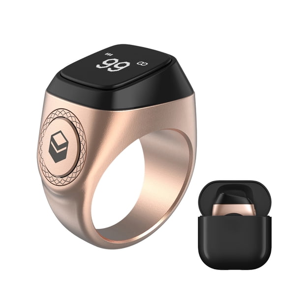 Contador-Registrador Anillos inteligentes de 20 mm para musulmanes compatibles con Bluetooth (oro rosa)