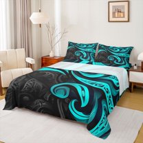 Manfei Geometric Swirl Lines Twin Sheet Sets 3pcs for Female Men Women,Vintage Aesthetic Twin Fitted Sheet Microfiber,Abstract Stripes Breathable Flat Sheet,Ultra Soft Home Decor