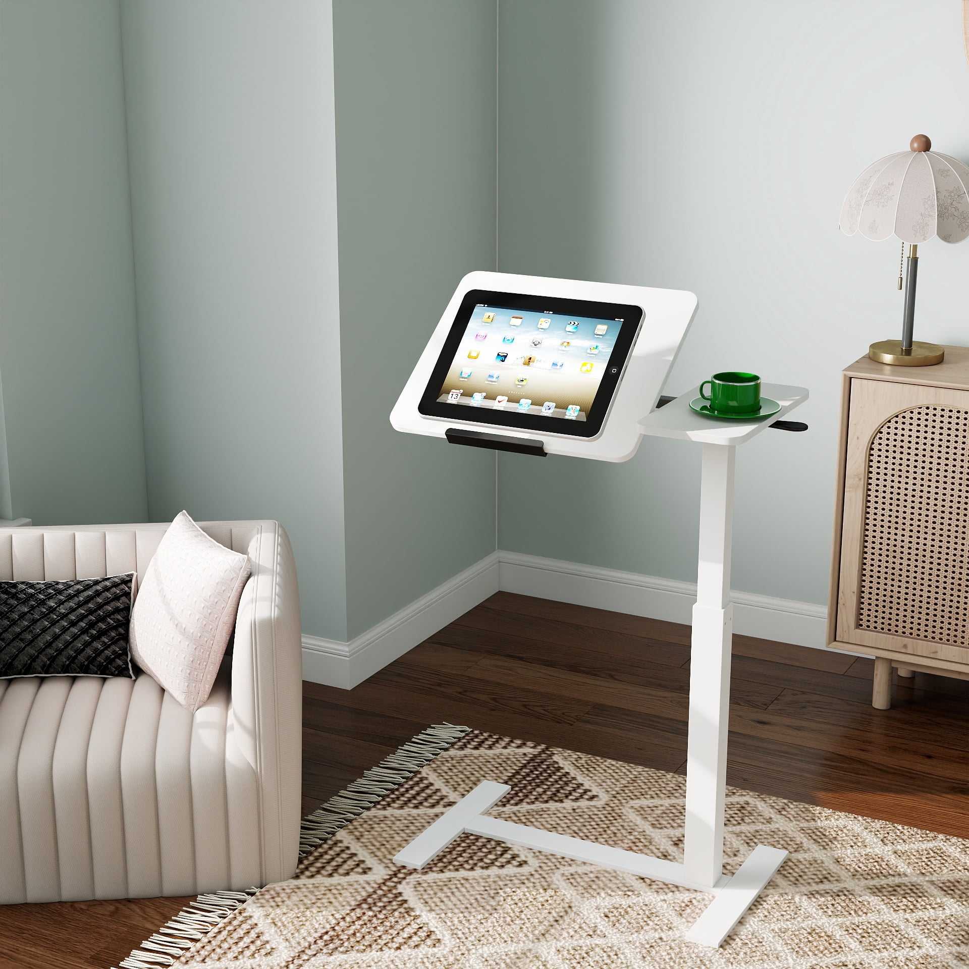 Mobile Standing Desk w/ Flip Top, 4 Wheels, Adjustable Height & Angle