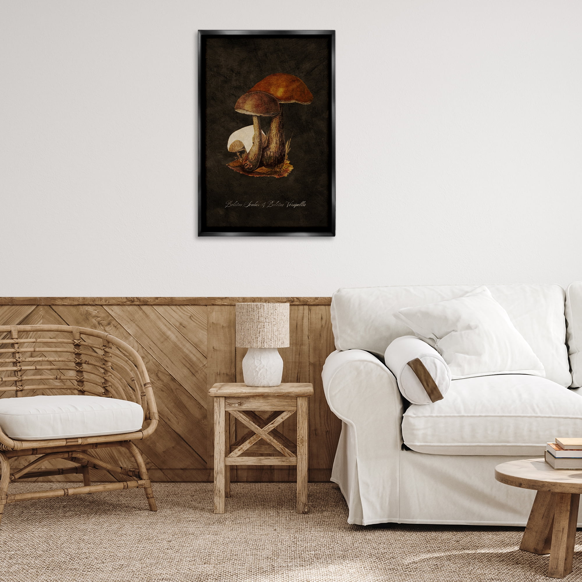 Stupell Industries Mushroom Types Study Plants & Flowers Painting Black Floater Framed Canvas Art Print Wall Art, 21 x 31