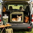thumbnail image 5 of Foldable Pet Travel Carrier for Small Medium Dogs & Cats, Soft Sided Collapsible Cage with Mesh Window – Portable Kennel for Indoor Outdoor Use by IHXORA, Green_19.69" x 13.78" x 13.78", 5 of 6