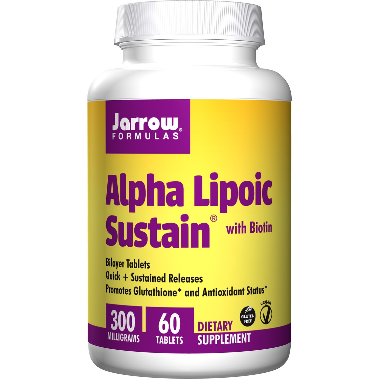 Jarrow Formulas Alpha Lipoic Sustain, Promotes Glutathione* & Antioxidant Status*, 300 mg, 60 Sustain Tabs