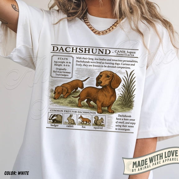 Dachshund Zoology Graphic Tee, Vintage Wiener Dog T Shirt, Gift Dachshund Lover, Dachshund Biology Shirt, Unisex Cotton T-Shirt, Sizes S-3XL