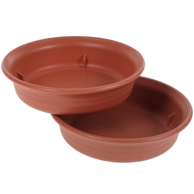 2 macetas de plástico rojo para interior, bandejas y platos para flores.