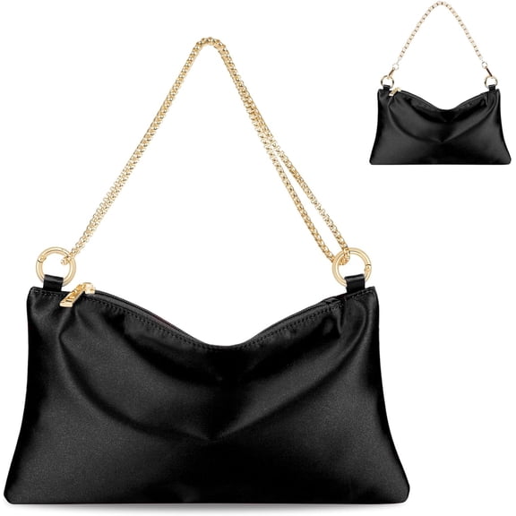 Kwuty Women Satin Evening Handbag Wedding Prom Clutch Purse Formal Cocktail Party Clutches Shoulder Bag with 2 Bag Chains