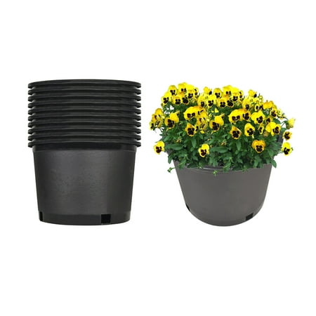 netuera Premium Black Plastic Nursery Plant Container Garden Planter Pots