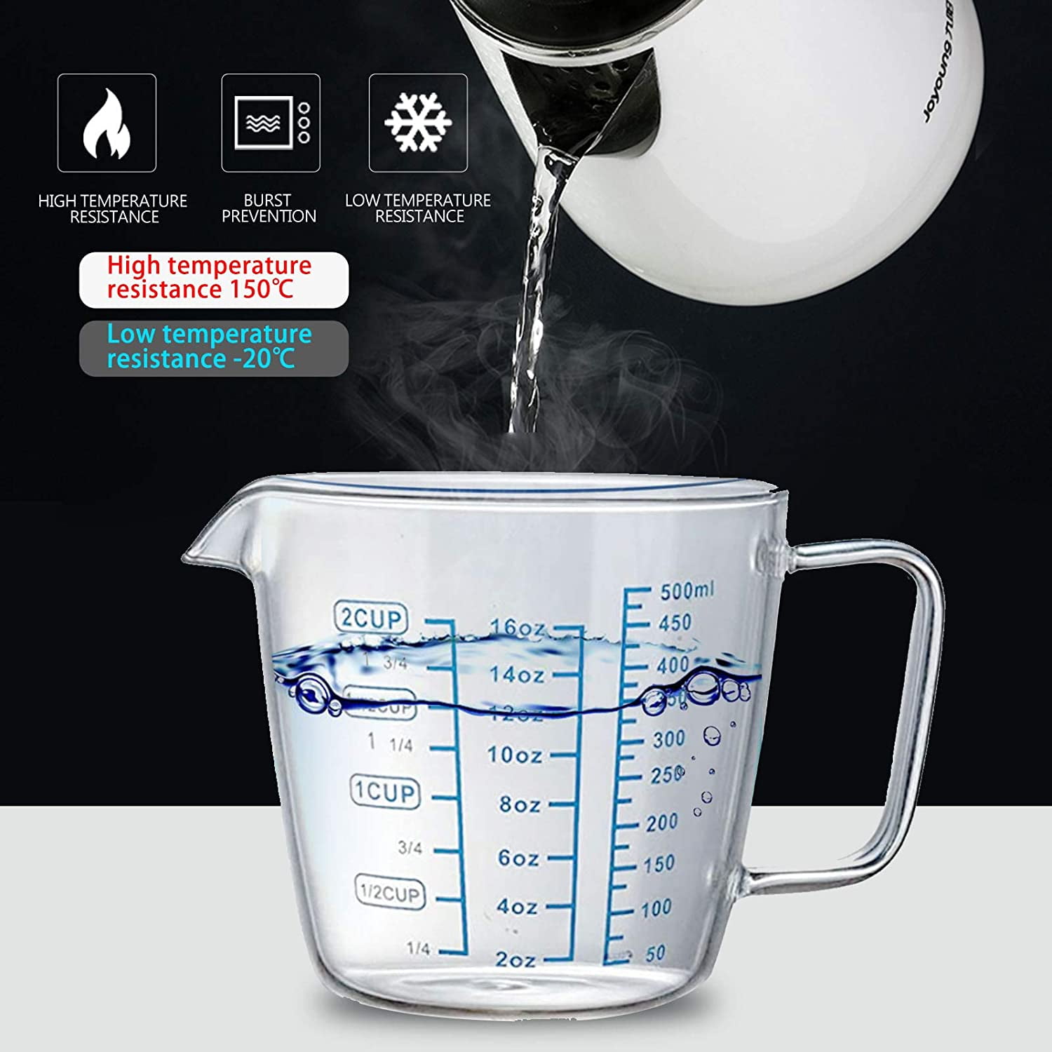 Visland Plastic Measuring Cup, Heat-Resistent Measuring Jug with