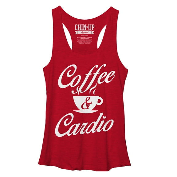 Women's CHIN UP Coffee and Cardio Racerback Tank Top Red Heather Large