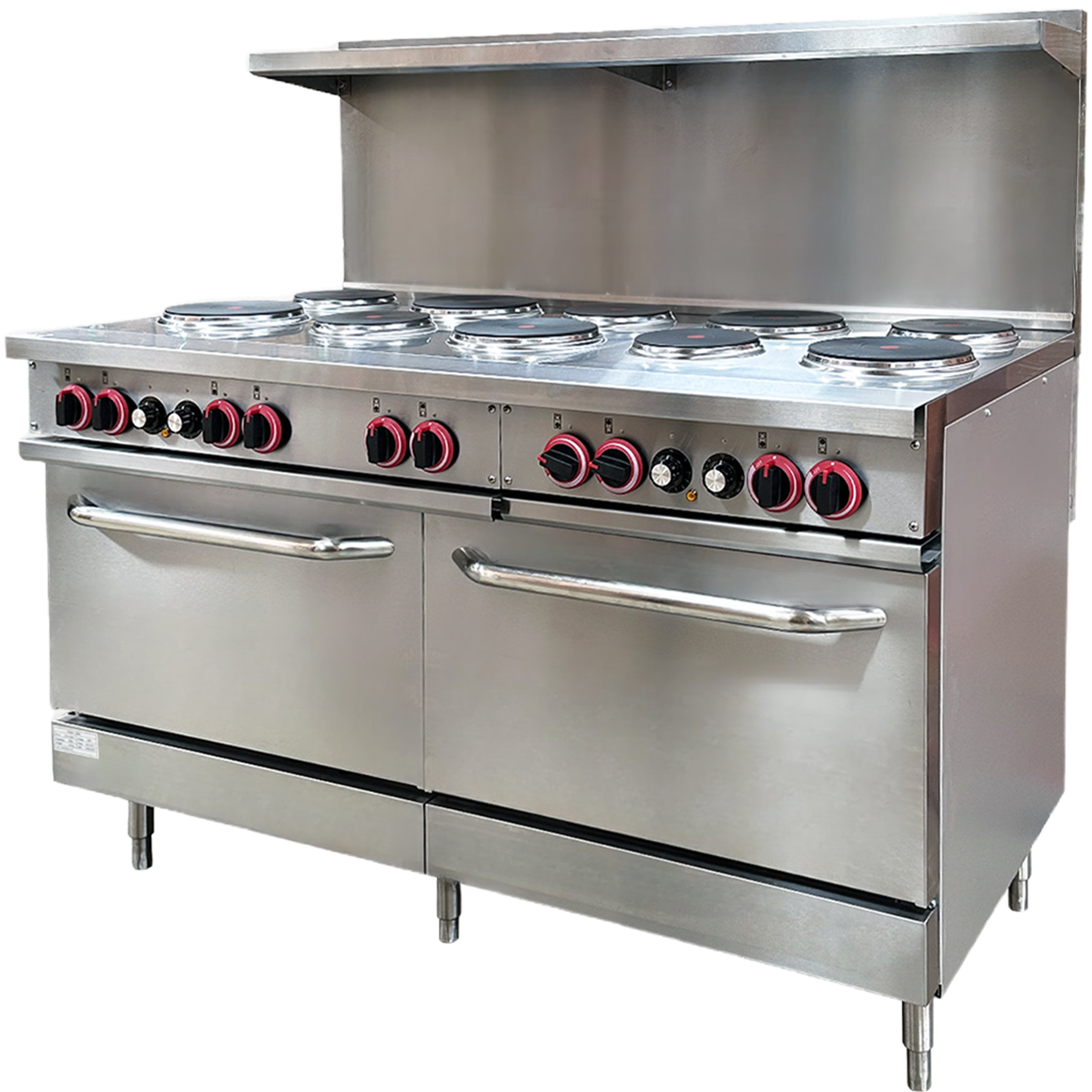 NSF 60 in. 10 Burner Commercial Electric Hot Plate Oven Range 208 Volt 3-Phase in Stainless Steel, Commercial Range Oven