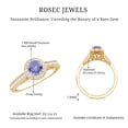 thumbnail image 5 of Rosec Jewels Tanzanite Engagement Ring with Halo - 1/2 Ct - Vintage Style Tanzanite Diamond Ring - AAA Grade - with Jewelry Box, 10K Yellow Gold, US 6.50, 5 of 8